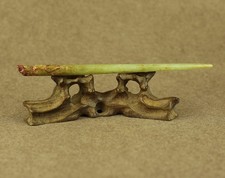 Antique Tang Dynasty Carved Dragon Head Decoration Chinese Ancient Jade Hairpin