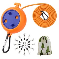 Portable Travel Clothesline Cord, Caudblor Adjustable 33ft Camping Orange