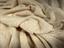 Crochet Knit Jersey Fabric, Per Metre - Plain - Beige