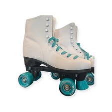 C SEVEN C7 Skates Quad Roller Skates Women  s Size 8 Retro Design White  Teal