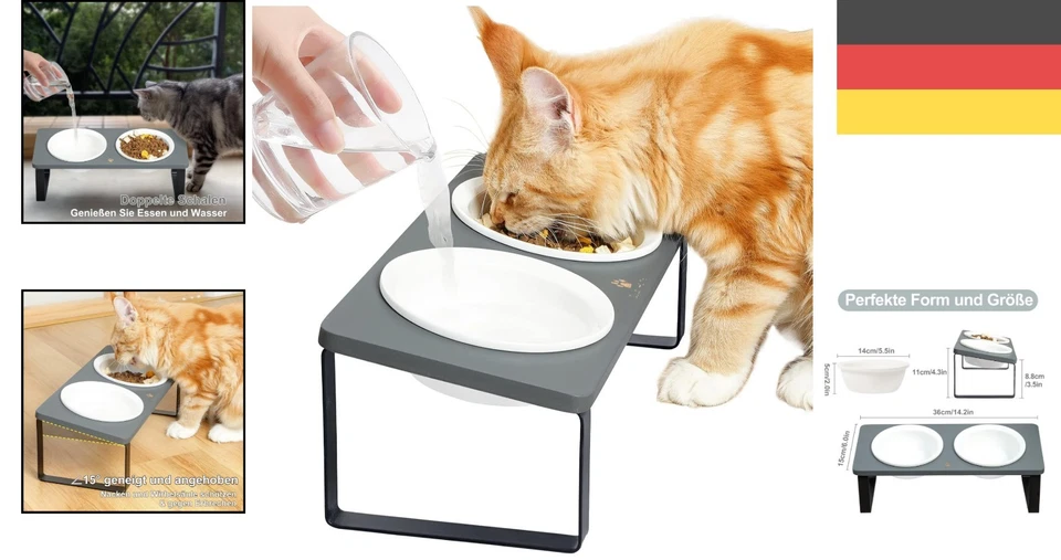 Moderne Futterstation für Katzen - Ergonomisch mit Rutschfester Unterlage - Bild 2 von 4