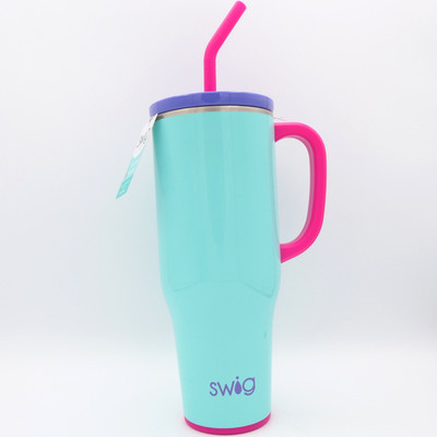 Swig Life Insulated Stainless Steel Mega Mug 40 oz w/ Handle & Straw Hot & Cold