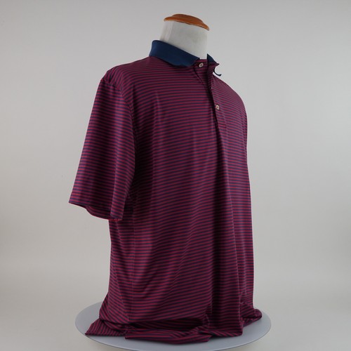 Peter Millar Summer Comfort Red Blue Striped Golf Polo Shirt Mens Size Large - Picture 22 of 24