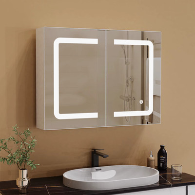 LED Mirror cabinet for bathroom, stainless steel wall-mounted medicine cabinet