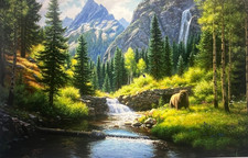 Suns Out BEAR MEADOW 550 Pc Jigsaw Puzzle Rocky Mountains Stream Bears NEW