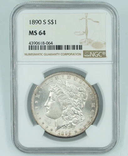 1890-S NGC MS64 Morgan Silver Dollar Blast White
