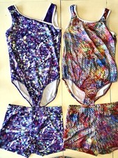 2 Capezio Gymnastics Leotards with Matching Shorts Girls's size L EUC