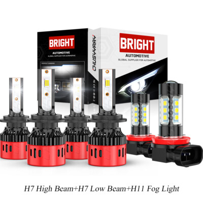 6x LED Headlight H7+H7+H11 Hi-Lo Beam Fog Light For Mercedes-Benz E350 E320 E550