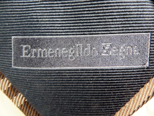ERMENEGILDO ZEGNA Brown Plaids 100% Silk 59 Inches Long Men's Necktie - Picture 2 of 2