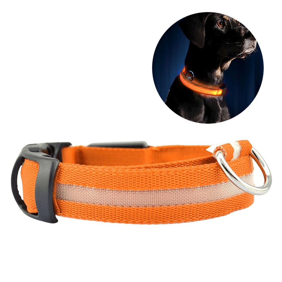 ♥ Durable LED Dog Collar Portable Light Up Dog Collars Flashing Glowing