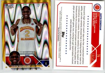 Jadyn Donovan 2023 Topps Chrome All-American Gold RayWave #76 /50 Duke
