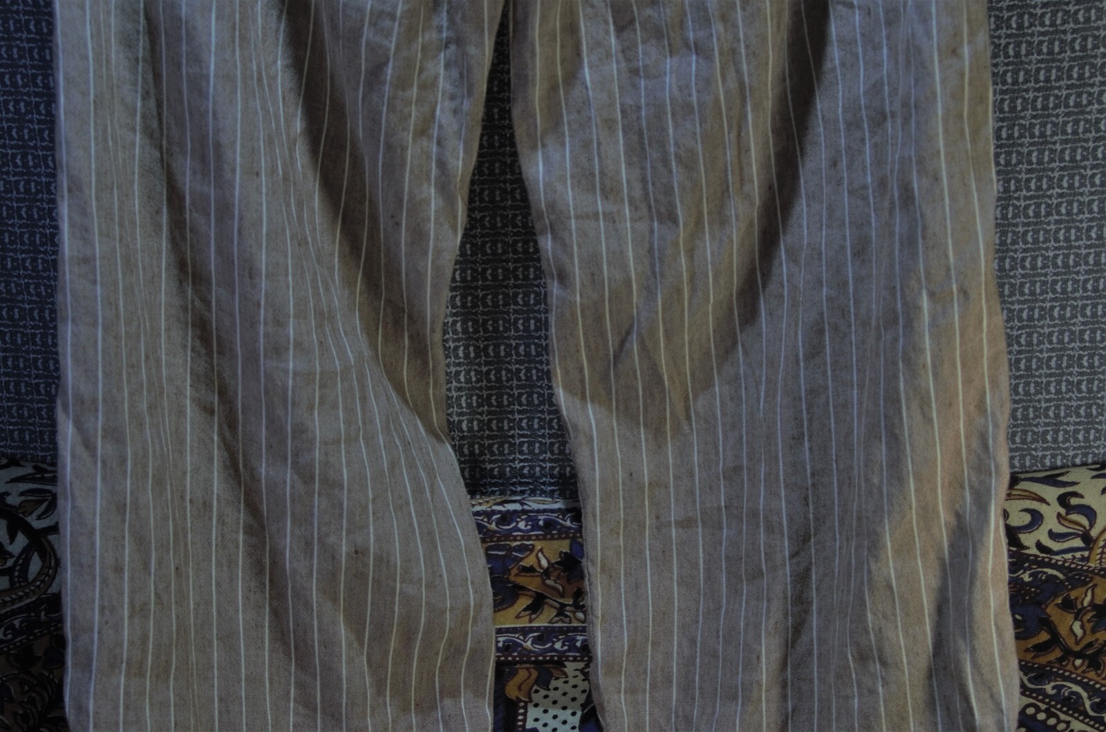 AVENUE MONTAIGNE Size 6 Linen Rayon Pants beige Pin Stripe FLAVIA Style Womens