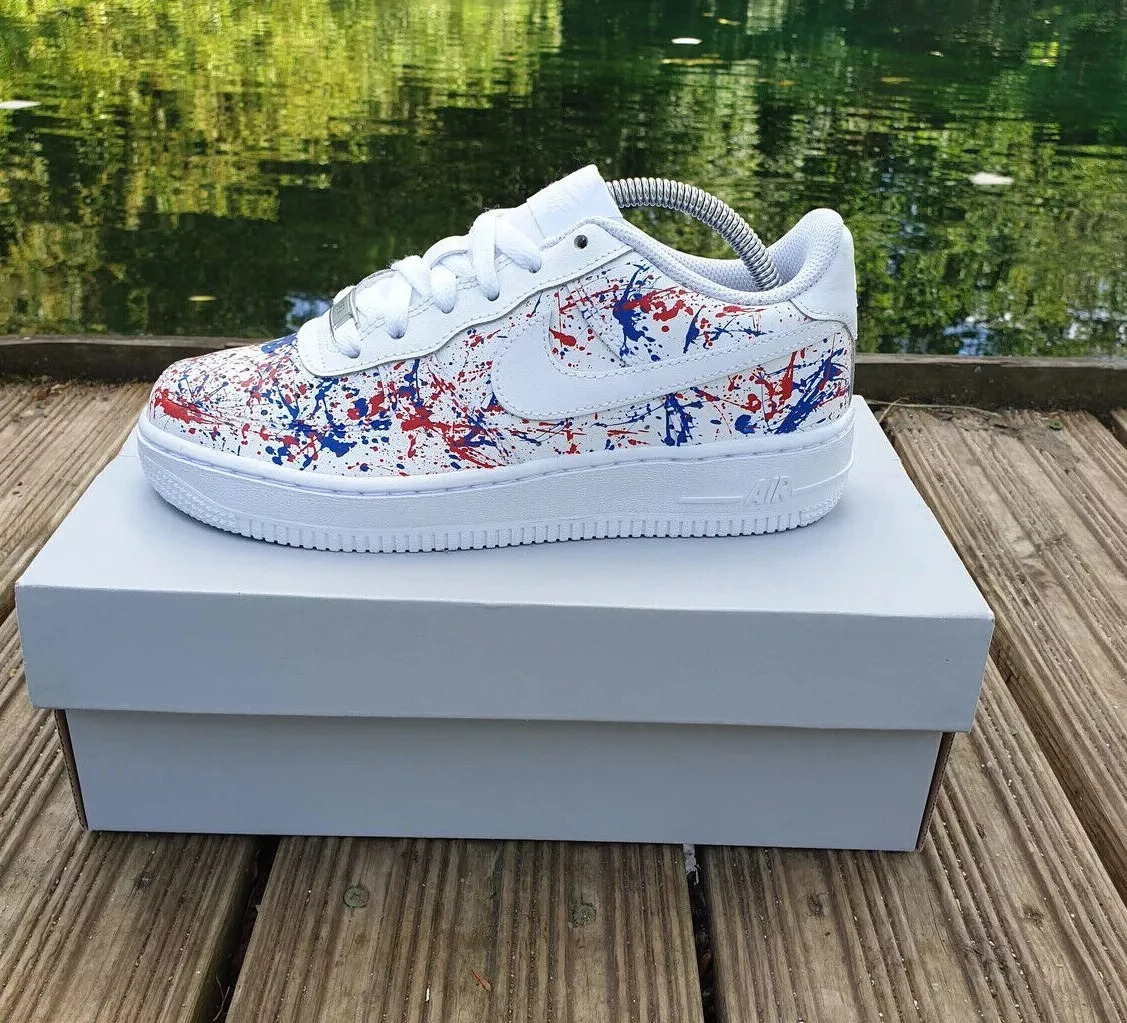 Nike Air Force 1 Custom "Red White & Blue Splatter"