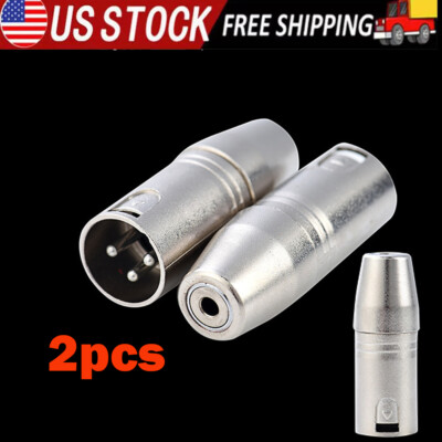 2 X Balanced 3-Pin XLR Male to 3.5mm TRS Stereo Female Audio Adapter DJ Mixer