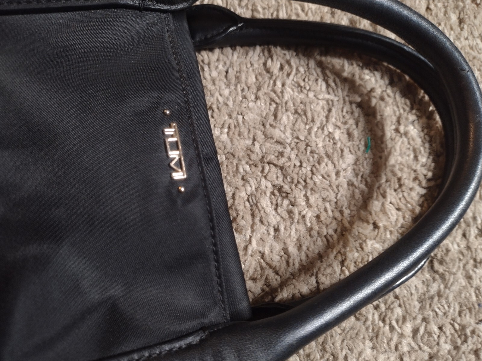 TUMI Voyageur Black Nylon Gold Tone Briefcase Business Laptop Bag Dara