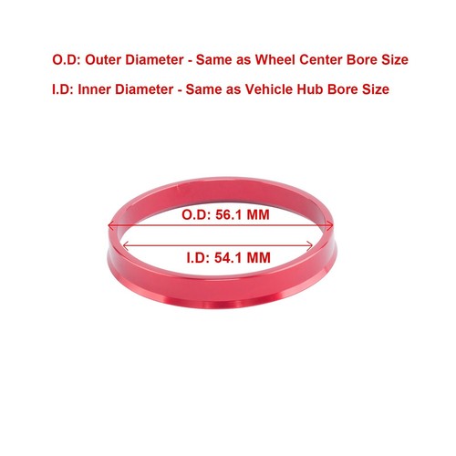 54.1 to 56.1 Aluminium Red Wheel Hub Centric Rings OD 56.1 / ID 54.1 Hubrings - Picture 2 of 2