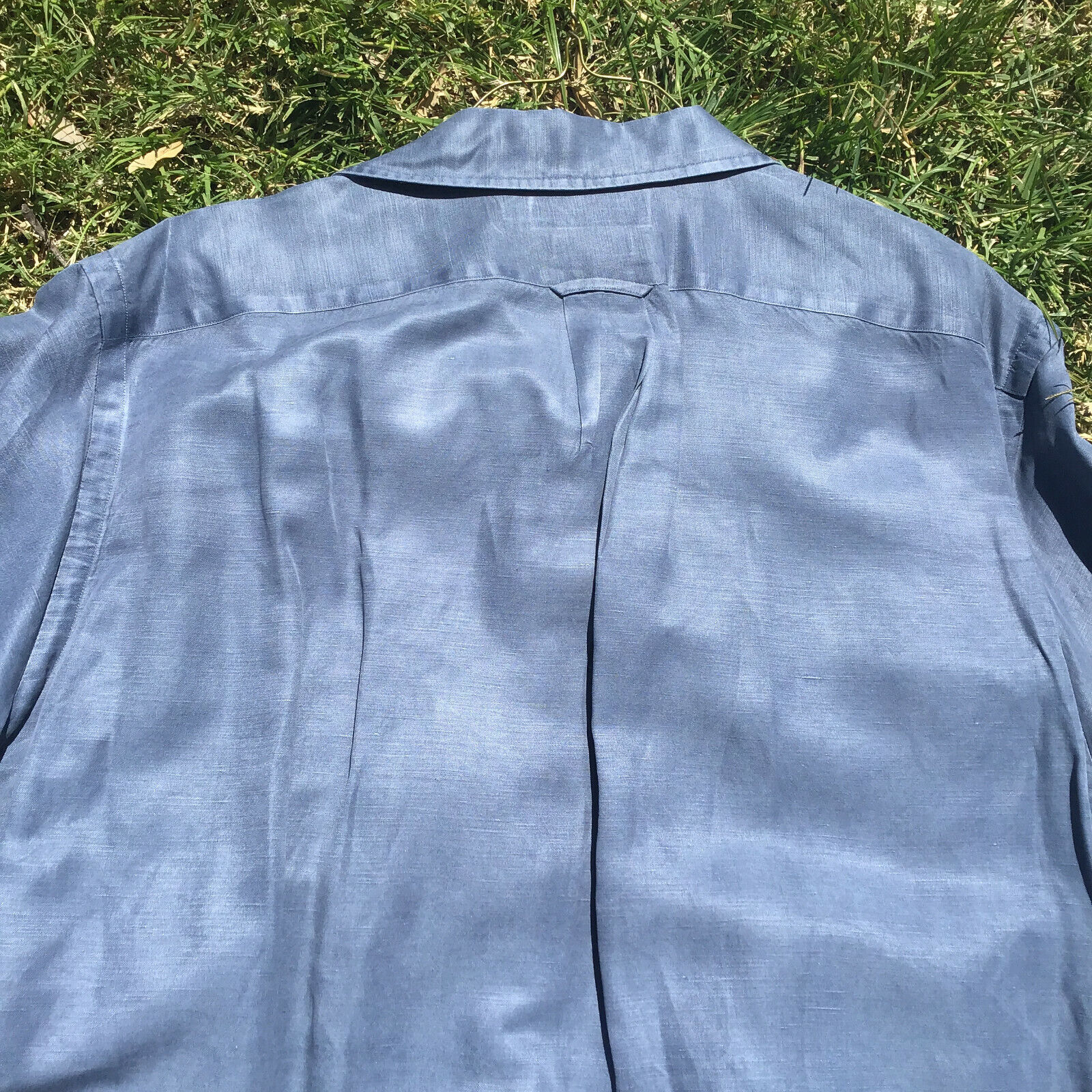 Polo Ralph Lauren Caldwell Silk Linen Blue Short Sleeve Shirt Medium