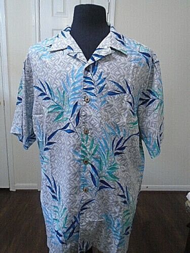 Chemise Homme Caribbean Joe XL - 100% Soie Jacquard Floral Beige - Boutons Camp
