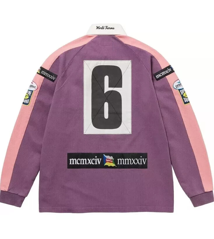 Supreme Chest Stripe Rugby Purple Pink - Size XL - BRAND NEW | eBay