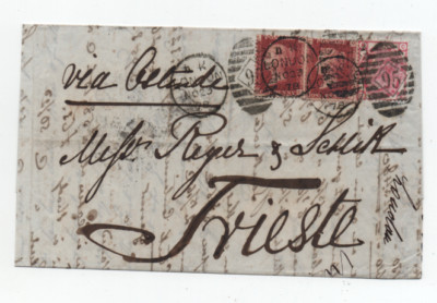 GROSSBRITANNIEN LONDON 23.11.1878 SEHR SCHÖNES KOMMERZIELLES COVER NACH TRIEST TOP!!!