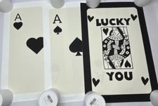 Set of 3 Unframe Exhibition Posters Wall Art Black Retro lucky You Playing Cards