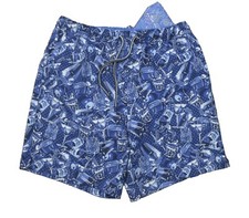 Peter Millar Seaside Men's Navy Cocktail Drinks Graphic Print Swim Trunks