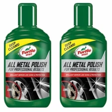 Turtle Wax All Metal Polish Restores Chrome Shine Cars & Motorbikes 2 x 300ml