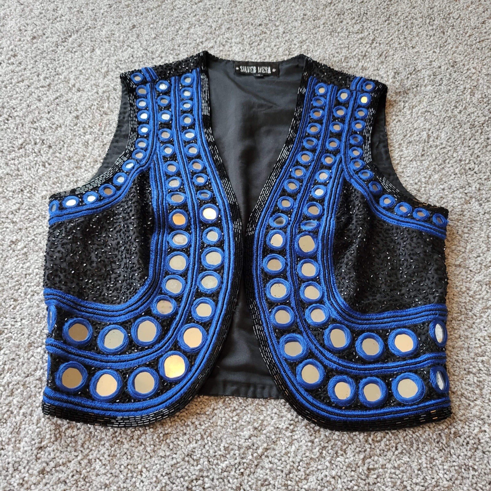 SILVER MESA Black Beaded Glitter Mirrors Trim Equestr… Gem