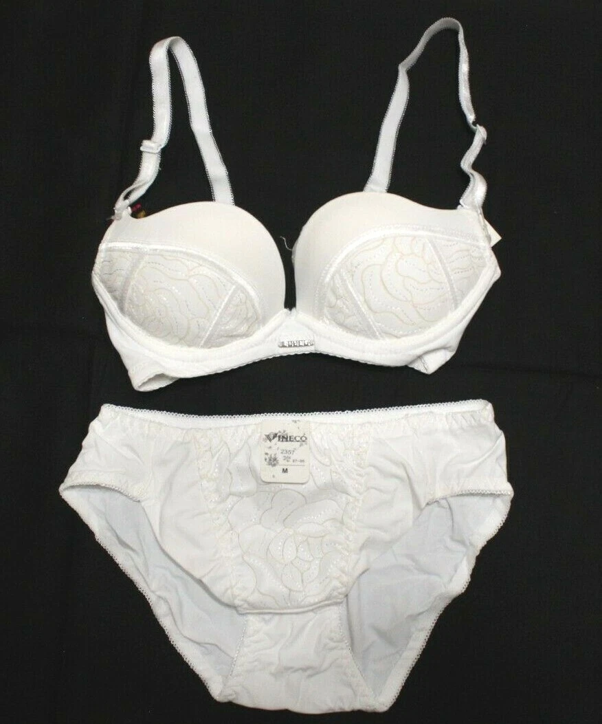 White applique push-up Bra & Panty set/stone detail/ Size 70B France