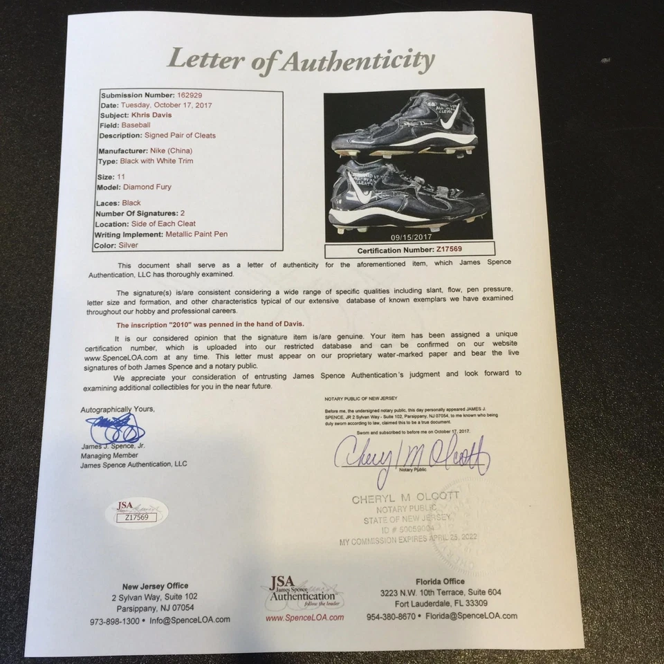 Khris Davis 2010 All Star Game & Home Run Derby Signed Game Used Cleats JSA COA Foto 3 de 4