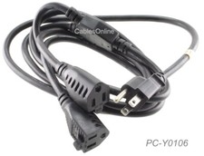 6ft 2-Outlet Power Cord Y-Splitter 1 NEMA 5-15P to 2 NEMA 5-15R 16AWG/3C Cable