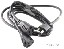 6ft 2-Outlet Power Cord Y-Splitter (1)NEMA 5-15P to (2)NEMA 5-15R 16AWG/3C Cable