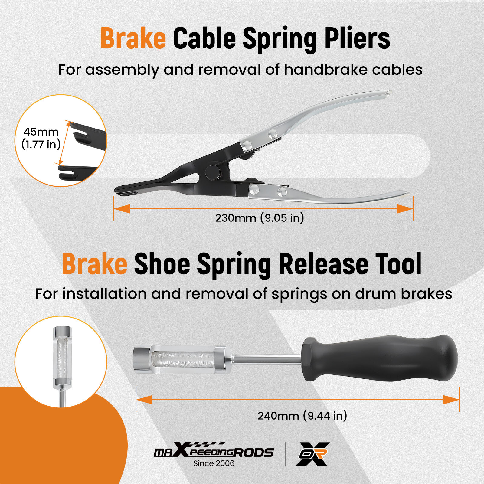 15PC Brake Tool Kit Drum & Disc with Brake Spring Pliers Compressor ...
