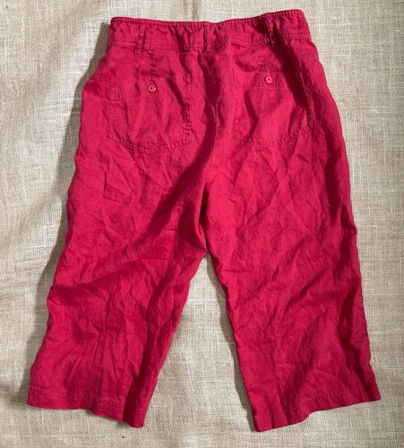 Coldwater Creek Red Linen Cropped Pants 4 6 Wide Leg Preppy Boho Minimalist - Picture 5 of 6