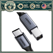 USB-B to USB-C Cable 6.6FT, Nylon Braided, Fast Charging for Printer  MIDI Devi
