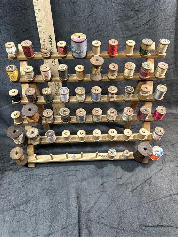 June Tailor Sewing Thread Spool Holder Hold 60 Poles With 55 Vintage Spools
