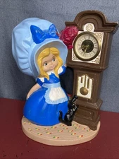 VINTAGE Byron Molds Mechanical Wind Up Ceramic Wood Clock West Germany  1975 12”