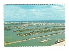 Planet Oceans aerial views of Miami Gen Douglas Macarthur Causeway VTG postcard