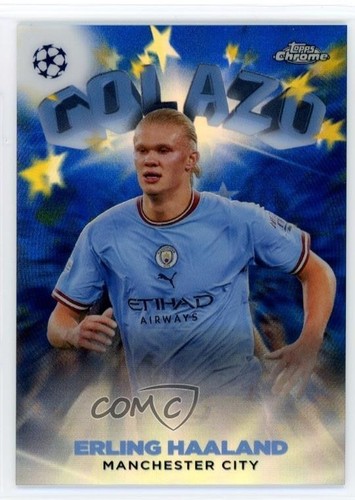 2022-23 Chrome UEFA Club Competitions Golazo Blue Refractor /150 Erling Haaland