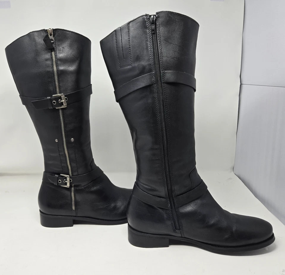 Botas de montar Matisse Militia de cuero negro hasta la rodilla para mujer talla 10W cremallera Foto 3 de 4