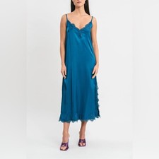 Pink Memories MATILDA LONG VISCOSE SLIP DRESS WITH LACE