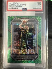 2022-23 Panini Prizm Andrew Nembhard #227 Green Sparkle Prizm /8 (RC) PSA 9