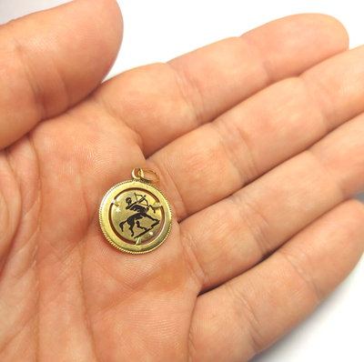 Pendentif Sagittaire En Or Massif 18K - Vintage Années 60 - Italie - Occasion