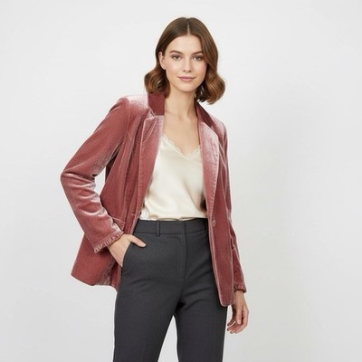 Love for Humanity x Kensie Velour Ruffle Jacket Soft Velvet Romantic Boho Chic