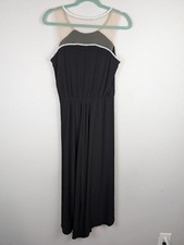 MSK Dress Womens Small Black Maxi Illusion Mesh Rhinestone Trim Evening Gown