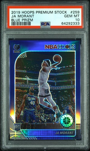 2019 Panini Hoops Premium Stock #259 Ja Morant Blue Prizm PSA 10