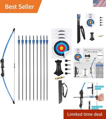Youth 45'' Archery Set - Kid-Safe Bow with 9 Fiberglass Arrows and Target Faces