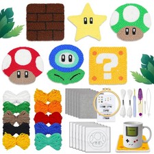 Groodo Punch Needle Coaster Kit, 6PCS Easy DIY Embroidery Set for Beginners, ...