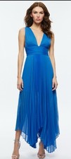 alice olivia ADRIANNA PLEATED MAXI DRESS In Blue Size 10. NWT $595