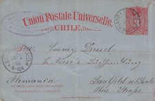 CILE - CARTOLINA 3 CENTAVOS -CANCELLERIA POSTALE- SPEDITA IN GERMANIA